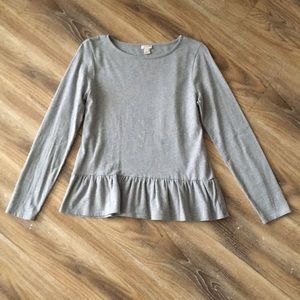 J Crew Factory Long Sleeve Ruffle Hem Tee